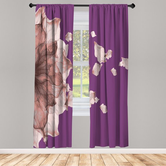 Ambesonne Flower Curtains, Abstract Futuristic Artwork, Pair of 28"x95", Mauve Taupe