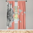 thumbnail image 1 of Ambesonne Flower Curtains, Abstract Futuristic Petals, Pair of 28"x63", Coral Ivory, 1 of 2