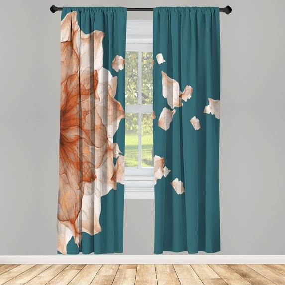 Ambesonne Flower Curtains, Abstract Futuristic Petals, Pair of 28"x63", Dark Teal