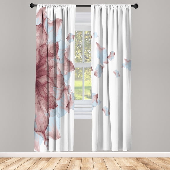 Ambesonne Flower Curtains, Abstract Futuristic Petals, Pair of 28"x63", Dried Rose
