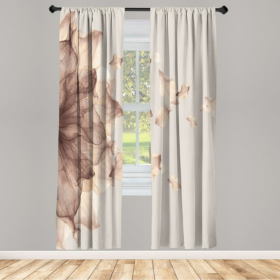 Ambesonne Flower Curtains, Abstract Futuristic Petals, Pair of 28"x63", Ecru
