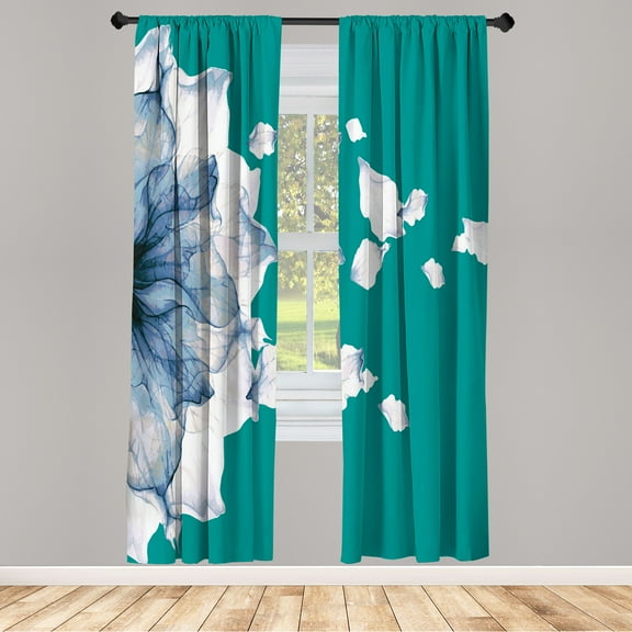 Ambesonne Flower Curtains, Abstract Futuristic Petals, Pair of 28"x63", Jade Green