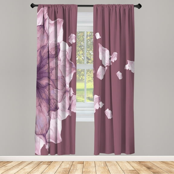 Ambesonne Flower Curtains, Abstract Futuristic Petals, Pair of 28"x63", Pale Ruby