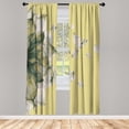 thumbnail image 1 of Ambesonne Flower Curtains, Abstract Futuristic Petals, Pair of 28"x63", Pastel Yellow, 1 of 2