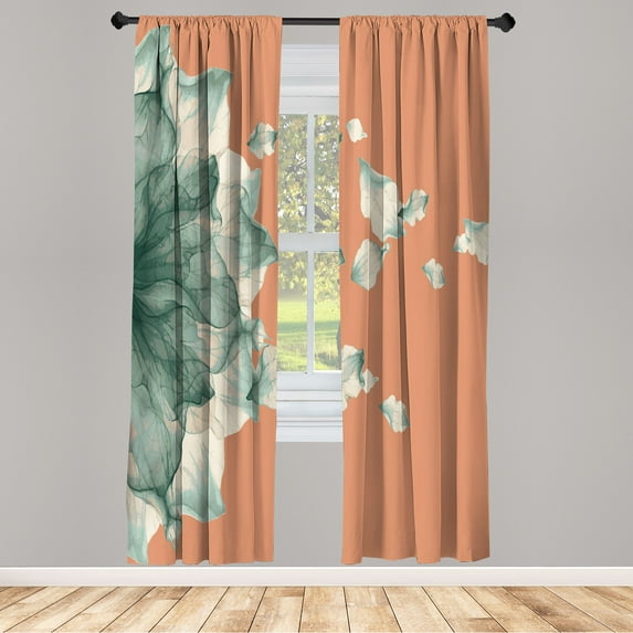 Ambesonne Flower Curtains, Abstract Futuristic Petals, Pair of 28"x84", Burnt Sienna