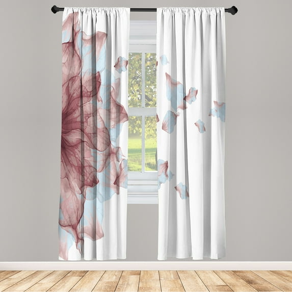 Ambesonne Flower Curtains, Abstract Futuristic Petals, Pair of 28"x84", Dried Rose