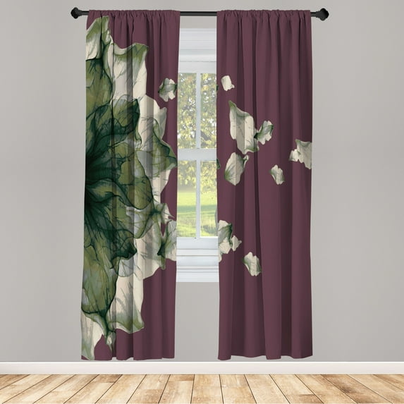 Ambesonne Flower Curtains, Abstract Futuristic Petals, Pair of 28"x84", Eggplant