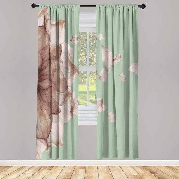 Ambesonne Flower Curtains, Abstract Futuristic Petals, Pair of 28"x84", Pale Teal