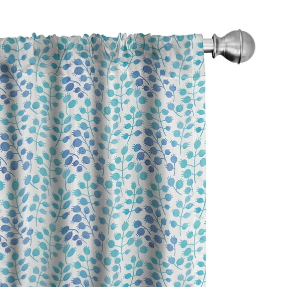 Ambesonne Flower Curtains, Buds Branches Blue Tones, Pair of 28"x95", Violet Blue Turquoise
