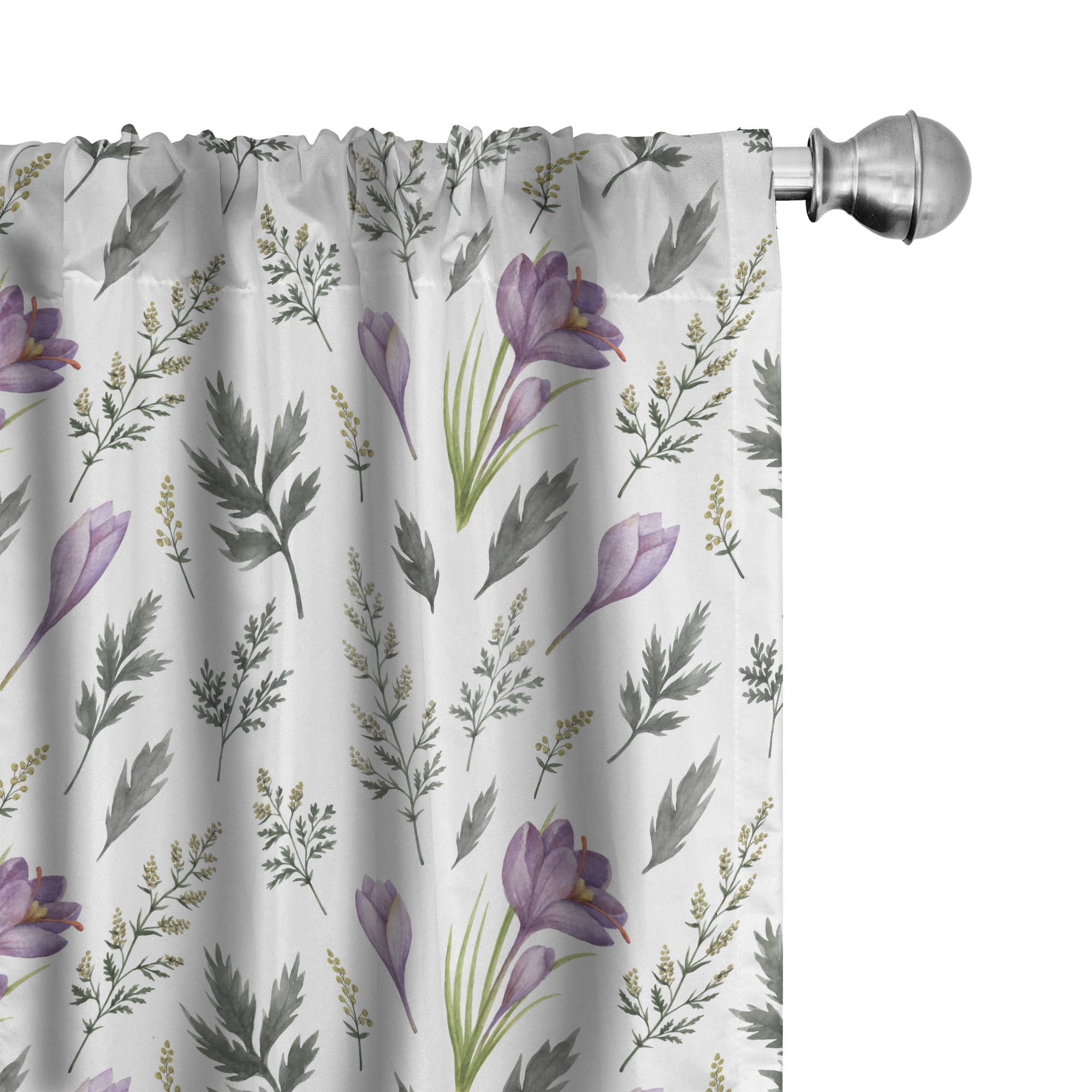 Floral Light Filtering Polyester Rod Pocket Curtain Panels, 84"