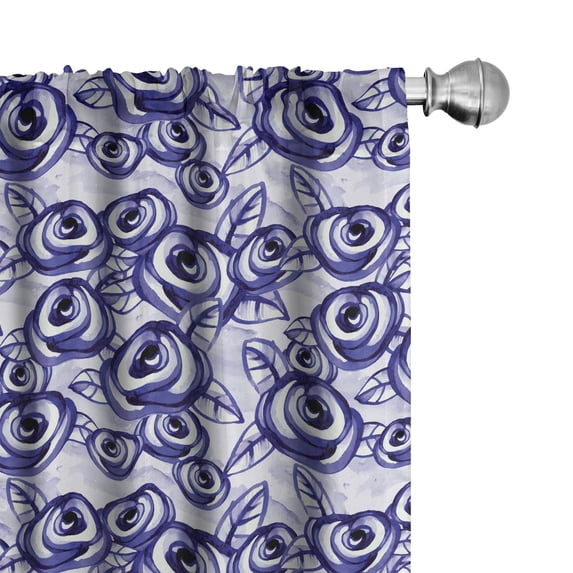 Ambesonne Flower Curtains, Classic Feminine Rose, Pair of 28"x84", Violet Blue