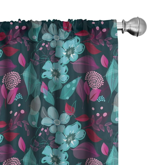 Ambesonne Flower Curtains, Fantasy Garden Blossoms, Pair of 28"x63", Multicolor