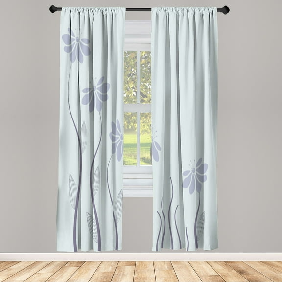 Ambesonne Flower Curtains, Floral Petals Geometric Art, Pair of 28"x95", Lilac