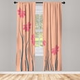 thumbnail image 1 of Ambesonne Flower Curtains, Floral Petals Geometric Art, Pair of 28"x95", Peach Pink, 1 of 2