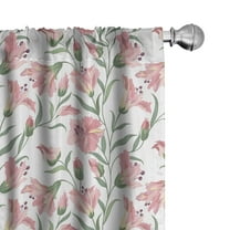 Ambesonne Flower Curtains, Flourishing Wild Blooms, Pair of 28"x63", Reseda Green Pale Pink