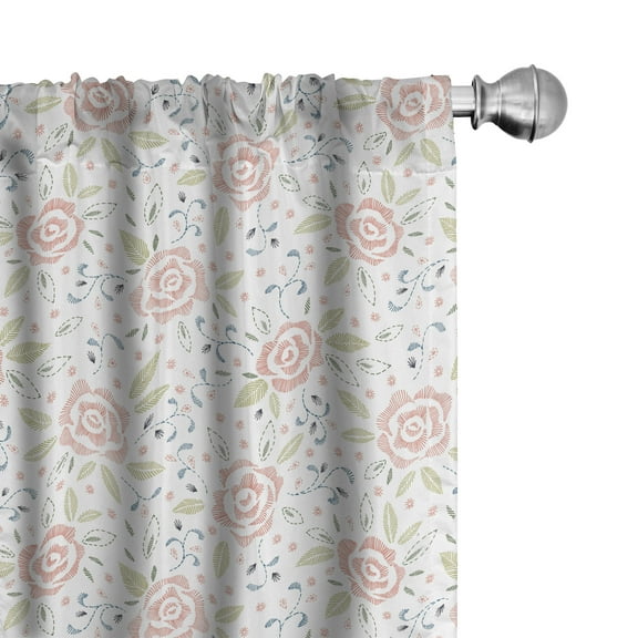 Ambesonne Flower Curtains, Hatched Pastel Tone Roses, Pair of 28"x63", Multicolor