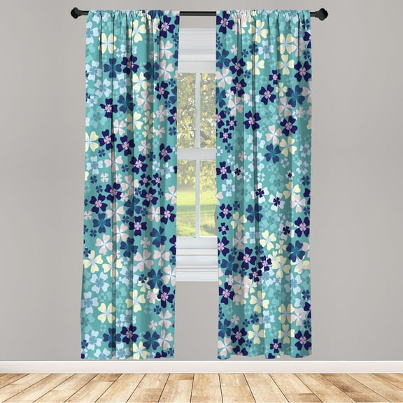 Ambesonne Flower Curtains, Lilac Blossoms in Spring Art, Pair of 28"x63", Dark Lavender
