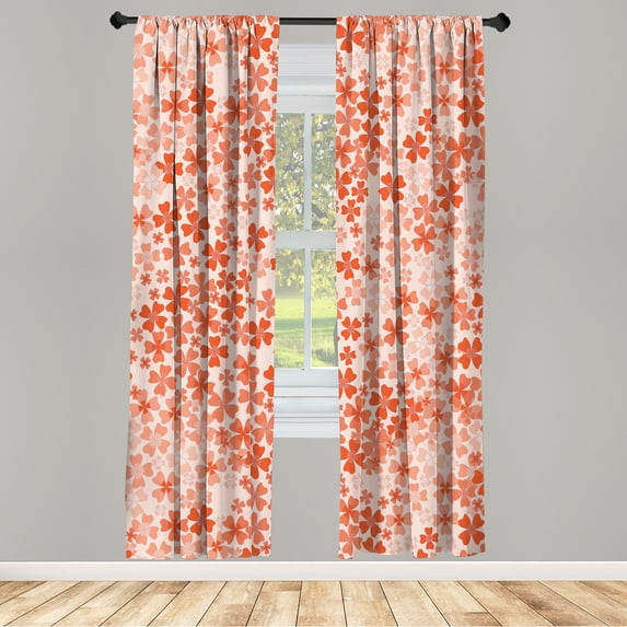 Ambesonne Flower Curtains, Lilac Blossoms in Spring Art, Pair of 28"x63", Pale Salmon