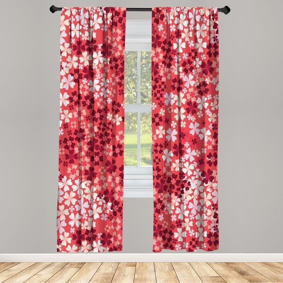 Ambesonne Flower Curtains, Lilac Blossoms in Spring Art, Pair of 28"x84", Dark Coral