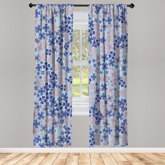 Ambesonne Flower Curtains, Lilac Blossoms in Spring Art, Pair of 28"x84", Pale Grey