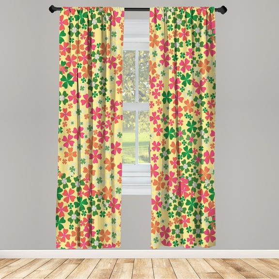Ambesonne Flower Curtains, Lilac Blossoms in Spring Art, Pair of 28"x95", Jade Green Coral