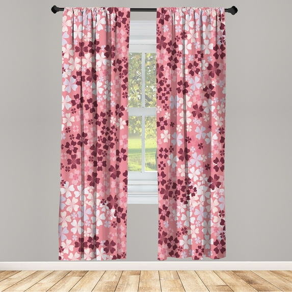 Ambesonne Flower Curtains, Lilac Blossoms in Spring Art, Pair of 28"x95", Pale Pink