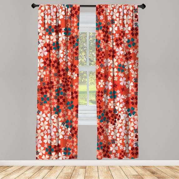 Ambesonne Flower Curtains, Lilac Blossoms in Spring Art, Pair of 28"x95", Scarlet Pale Pink
