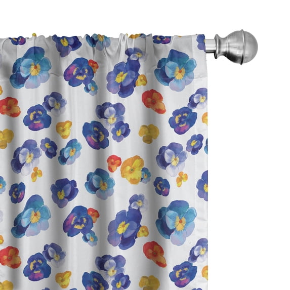 Ambesonne Flower Curtains, Nature Botanic Violet, Pair of 28"x63", Dark Blue Orange