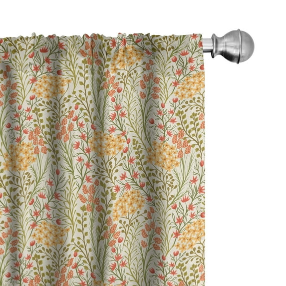 Ambesonne Flower Curtains, Old Vintage Ivy Lilacs, Pair of 28"x63", Multicolor