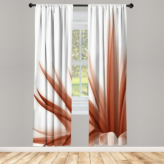 Ambesonne Flower Curtains, Ombre Leaves Watercolor Art, Pair of 28"x63", Pale Rust