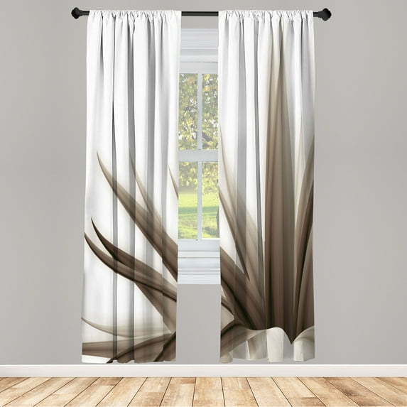 Ambesonne Flower Curtains, Ombre Leaves Watercolor Art, Pair of 28"x84", Dark Taupe