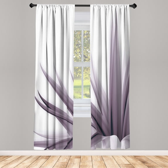 Ambesonne Flower Curtains, Ombre Leaves Watercolor Art, Pair of 28"x84", Mauve Coconut