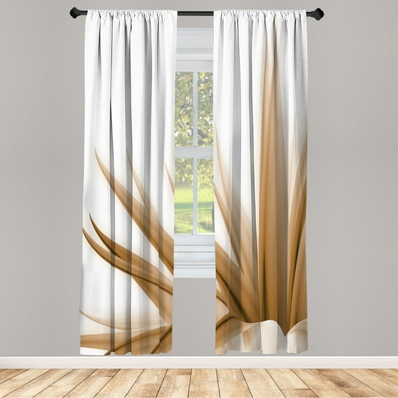 Ambesonne Flower Curtains, Ombre Leaves Watercolor Art, Pair of 28"x95", Ginger White