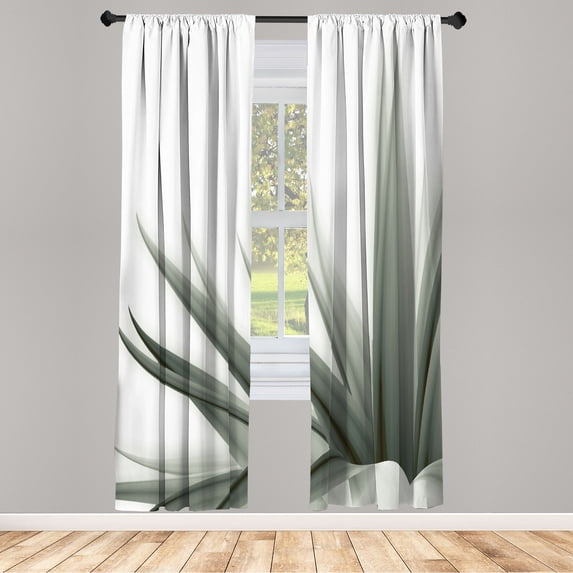 Ambesonne Flower Curtains, Ombre Leaves Watercolor Art, Pair of 28"x95", Sage Green