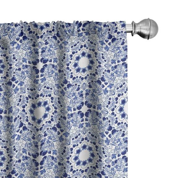 Ambesonne Flower Curtains, Oriental Boho, Pair of 28"x63", Blue
