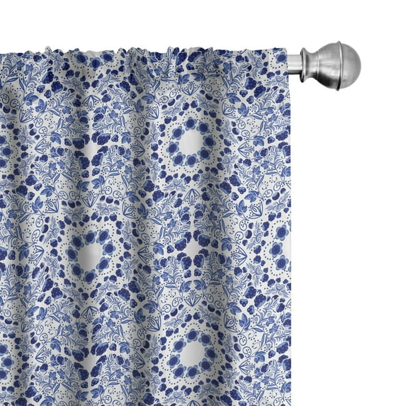 Ambesonne Flower Curtains, Oriental Boho, Pair of 28"x95", Blue