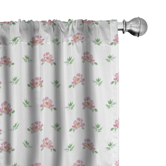 Ambesonne Flower Curtains, Pastel Plumeria, Pair of 28"x84", Pale Pink Pale Green