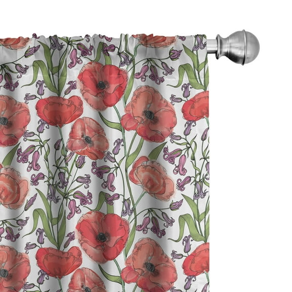Ambesonne Flower Curtains, Poppy Blossoms Garden, Pair of 28"x63", Multicolor