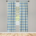 thumbnail image 1 of Ambesonne Flower Curtains, Rhombus Retro Pattern Print, Pair of 28"x84", Azure Blue, 1 of 2