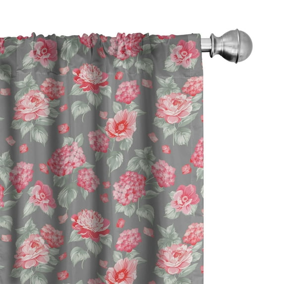 Ambesonne Flower Curtains, Romantic Bridal Bouquets, Pair of 28"x84", Dark Coral Sage Green