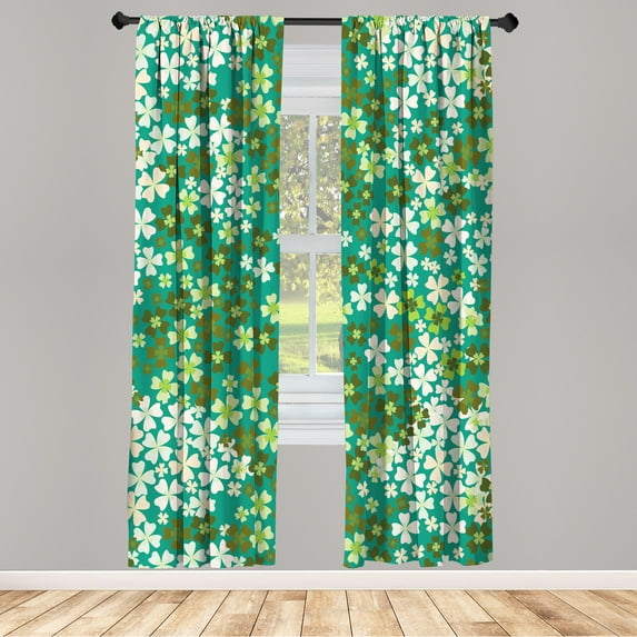 Ambesonne Flower Curtains, Spring Romance Lilac Floral, Pair of 28"x84", Army Green