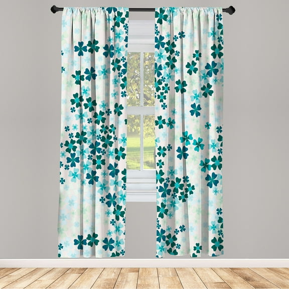 Ambesonne Flower Curtains, Spring Romance Lilac Floral, Pair of 28"x95", Ivory