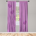 thumbnail image 1 of Ambesonne Flower Curtains, Striped Leaves Print Modern, Pair of 28"x95", Dark Pink, 1 of 2
