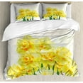 thumbnail image 1 of Ambesonne Flower Duvet Cover Set, Paint of Daffodils Bouquet, Queen, Yellow Green, 1 of 3