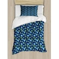 thumbnail image 1 of Ambesonne Flower Duvet Cover Sets, Abstract Dotted Night Art, 2-Twin, Night Blue and Lime Green, 1 of 4