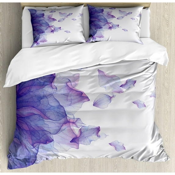 Ambesonne Flower Duvet Cover Sets, Abstract Modern Water, 2-King, Lilac and Pink