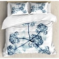 thumbnail image 1 of Ambesonne Flower Duvet Cover Sets, Hortentia Blossom Nature, 2-Queen, Teal White, 1 of 7