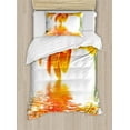 thumbnail image 1 of Ambesonne Flower Duvet Cover Sets, Sun Flower Reflection, 2-Twin, Orange, 1 of 4