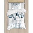 thumbnail image 1 of Ambesonne Flower Duvet Cover Sets, Tulips with Solar Effect, 2-Twin, Dark Petrol Blue White, 1 of 4