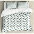 thumbnail image 1 of Ambesonne Flower Duvet Cover Sets, Vintage Garden Art Pattern, 2-King, White and Emerald, 1 of 1